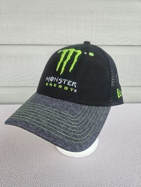New Era Monster Energy Trucker Hat Black Green #41 Snapback Adjustable OS Mesh